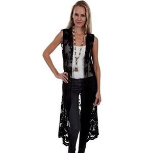 Scully Women's Stevie Lace Duster Vest Black Medium Scully new